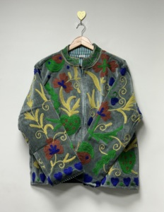 Hand Embroidered <b>Velvet</b> Bomber <b>Jacket</b> <b>Women</b> Boho Folk Art Long Sleeve Reversible Eco-Friendly Breathable Floral Pattern Cotton - Product Image 4