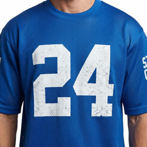 Camiseta de Fútbol Azul de Malla con Número 24, Estampado Sublimado, Cuello Redondo, Manga Corta, Unisex, Ropa Deportiva para Adultos - Product Image 3