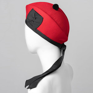 Casquette Glengarry rouge, chapeau traditionnel, 100% laine, laine acrylique, tartan, accessoires pour dudels, ruban en polyester et coton - Product Image 1