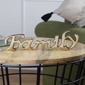 L 15.88 x W 1.91 x H 6.35 cm Family Wall Art Handmade Gold Plated Modern Decor Living Room Sculpture - Product Image 4