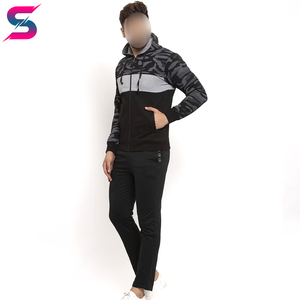 Chándal con capucha de camuflaje, con cremallera completa, informal, para otoño, ligero, de poliéster y algodón, con bolsillos laterales, para hombre. - Product Image 2