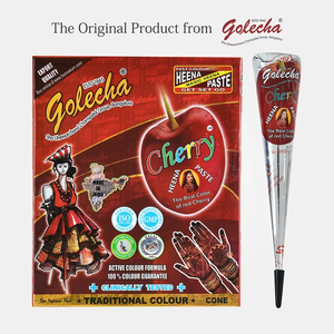 Cono de Henna Roja Cereza Listo para Usar, Pasta de Flujo Suave para Diseños de Manos en Bodas y Festivales - Product Image 1