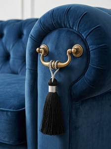 Black Fabric Tassel With Silver <b>Cord</b> Hanging Home Decor Minimalist Style For Living Room Indoor Use - Product Image 3