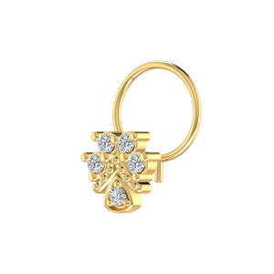 AJRETAIL Women's Classic 14K <b>Yellow</b>-Gold Layered Floral & Teardrop Design Nose Pin - Product Image 4