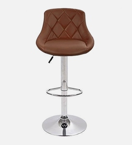 Brown Leatherette <b>bar</b> <b>Stool</b> Modern Swivel <b>bar</b> Chair Counter Height Kitchen Furniture Cushioned Seat Ergonomic Backrest Metal - Product Image 3
