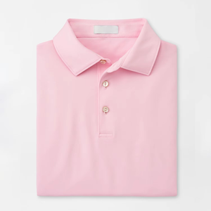 เสื้อโปโลผู้ชายสีชมพู แขนสั้น สีพื้น ผ้าถักโพลีเอสเตอร์ ระบายอากาศได้ดี เสื้อผ้าลำลองสำหรับเล่นกอล์ฟ - Product Image 2