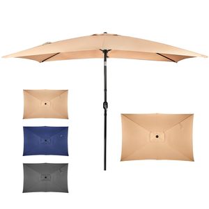 Sombrilla de Patio Cuadrada Inclinable de 10 x 6.5 Pies, Sombrilla de Mercado para Exteriores con Varillas y Poste de Hierro, Tela de Poliéster - Product Image 3