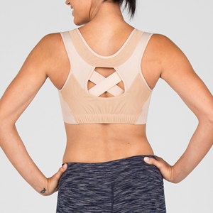 Women Seamless Sports <b>Bra</b> Scoop Neck Racerback Medium Support Breathable <b>Sheer</b> Layer Yoga Activewear Solid Color Spandex Nylon - Product Image 4