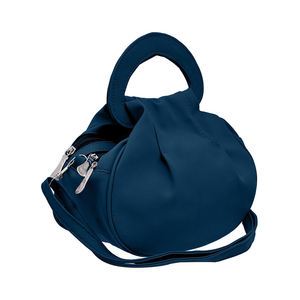 Sac à main rond en cuir bleu marine avec poignée supérieure et bandoulière - Product Image 3