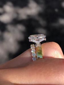 6.5Ct Diamond Engagement <b>Rings</b> 14K Solid Gold <b>Cushion</b> Cut IGI Lab Grown Diamond Solitaire Shiny <b>Wedding</b> Wide Band Manufacture - Product Image 2