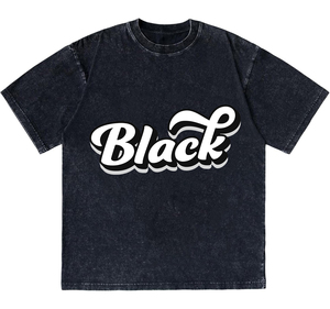 เสื้อยืดคอตตอนโอเวอร์ไซส์ทรงหลวม แขนสั้น คอกลม สไตล์ลำลอง สตรีทแวร์ ผ้าเจอร์ซีย์ถัก ล้างสีแบบแอซิด พิมพ์ลายซิลค์สกรีน - Product Image 2