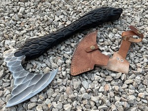 wholesale customized price Damascus steel blade <b>axe</b> Engraved wooden <b>handle</b> <b>axe</b> Authentic Norse style <b>axe</b> Odin Viking collectible - Product Image 5