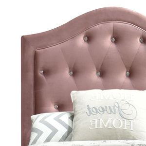 Letto matrimoniale imbottito rosa con elegante testiera capitonné - Product Image 2