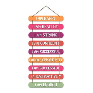 Plaque décorative murale en bois avec citations positives et affirmations motivantes, style Art déco, pour la maison et le bureau - Product Image 1