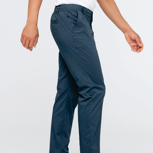Men Navy Straight Fit Casual Trousers Mid Waist Breathable Oxford Fabric Right Leg Logo <b>Summer</b> Lightweight <b>Pants</b> - Product Image 2