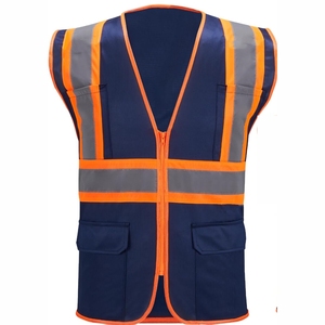 Men's High Visibility Reflective Safety Vest Breathable Mesh Zipper Closure Work Outerwear Casual V-neck Design - Product Image 5