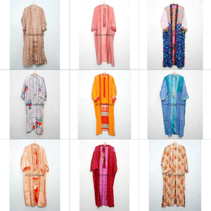 ชุดกิโมโนไหมญี่ปุ่นแท้ 100% ถักทอด้วยมือ สไตล์วินเทจ ระบายอากาศได้ดี คอวี ปิดด้วยเชือกผูก ความยาวเต็มตัว/สามส่วน สำหรับผู้หญิง - Product Image 1