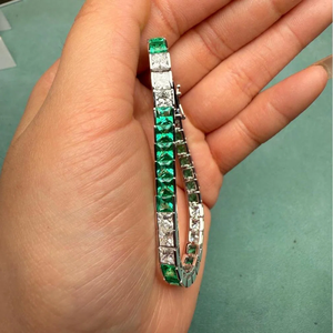 Pulsera de Plata de Ley para Mujer con Diamantes Cultivados en Laboratorio con Corte Princesa, Certificados por IGI, Lujo para Uso Diario - Product Image 4