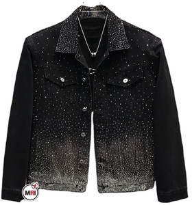 Transpirable MRI Group Chaqueta de mezclilla elegante para hombre Versión de solapa suelta con hombreras Manga larga Casual Chic Prendas de abrigo Fleece - Product Image 1