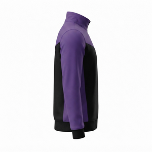 เสื้อแจ็คเก็ตวาร์ซิตี้ผู้ชาย สีม่วงดำลายทาง ตัดต่อสี คอตั้ง ซิปเต็มตัว สไตล์สปอร์ต กันลม แห้งเร็ว ต้านเชื้อแบคทีเรีย - Product Image 2