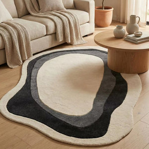 Tapis en laine tufté à la main sur mesure avec dos antidérapant, motif géométrique, épais, moderne, pour l'aménagement intérieur résidentiel - Product Image 1