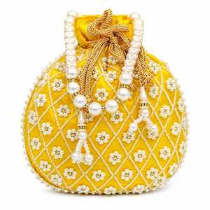 Sac à main Potli décoratif à bas prix pour femmes, avec des détails de broderie faits à la main, pour les tenues de mariée, les tenues de soirée - Product Image 4