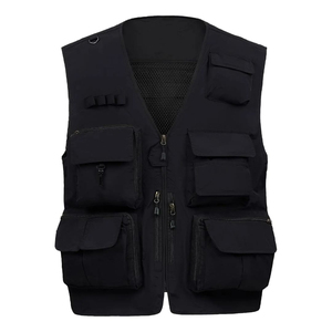 <b>Men's</b> <b>Black</b> Mesh Utility Vest Multi Pocket Zipper Closure Breathable Outdoor <b>Waistcoat</b> for Fishing Hunting Camping - Product Image 1