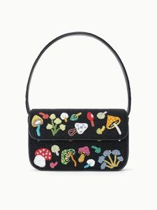 Sac à bandoulière de soirée en verre noir perlé, brodé paysage urbain, sac à main portable avec fermeture éclair pour femme, idéal pour les fêtes et les voyages - Product Image 5