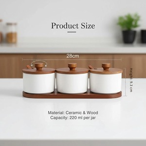 White Metal Tea Sugar <b>Pot</b> Set Of 2 With Wooden Lid And Tray Perfect For Guest Serving Elegant Kitchen Tableware Set From India - Product Image 6