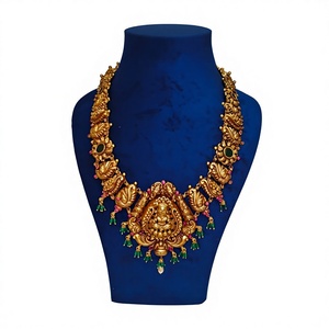 22K Gold Vintage Lakshmi Temple <b>Necklace</b> | Traditional South Indian Bridal Chains Engagement Party Gift - Product Image 1