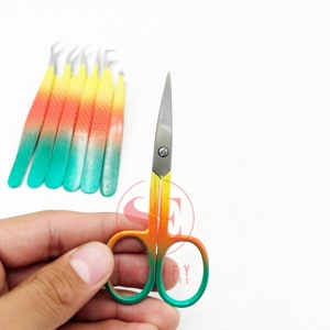 Venta al por mayor de pinzas para pestañas de acero inoxidable con estrella recubierta de Mti-Color, herramienta de belleza con etiqueta privada, Punta curva para extensión de pestañas - Product Image 5