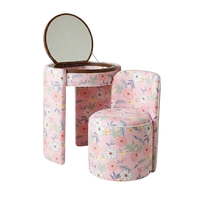 Coiffeuse d'angle moderne pour filles avec miroir et chaise, en bois de chêne, prix abordables, fournisseur en gros
