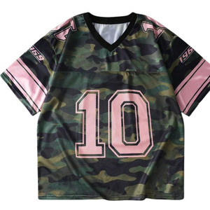 Maillot de football personnalisé en mesh, col en V, chemise de sport unisexe, respirant, uniforme d'entraînement, tenue d'équipe camouflage, fabricant OEM - Product Image 2