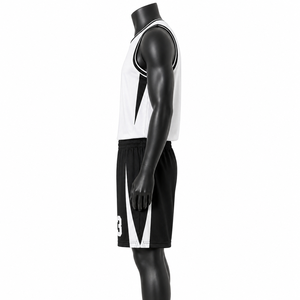 Conjunto de Uniforme de Baloncesto para Hombre, Camiseta sin Mangas Blanca y Negra con el Número 14 y Pantalones Cortos con el Número 3, Uniforme Transpirable de Poliéster - Product Image 3