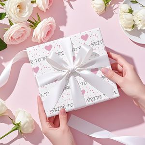 Rotolo di Carta da Regalo per Addio al Nubilato, Design con Cuori Rosa e Scritta 'BRIDE BE', Confezione Regalo Divertente per Decorazioni Festa delle Ragazze - Product Image 2