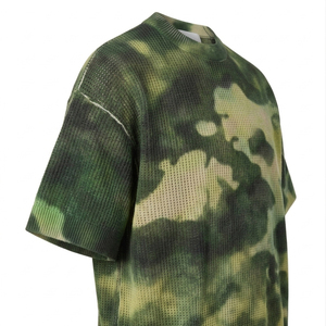 เสื้อถักแบบสั่งทำสำหรับผู้ชาย เนื้อผ้าตาข่ายระบายอากาศ สไตล์สตรีทแวร์ทรงโอเวอร์ไซส์ วินเทจ ลายมัดย้อม เสื้อถักไซส์ใหญ่พิเศษสำหรับผู้ชาย - Product Image 3