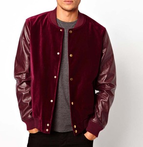 Men <b>Jackets</b> Genuine <b>Leather</b> Sleeve College Varsity Men Velvet JacketsMen <b>Jackets</b> Genuine <b>Leather</b> Sleeve College Varsity Men Velv - Product Image 2