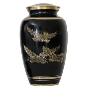 Urnes funéraires pour adultes en laiton de haute qualité avec gravure, finition or et noir, pour cendres humaines. - Product Image 2