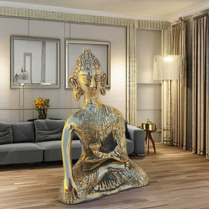 Statue de Bouddha en laiton poli, idole religieuse créative, décoration d'intérieur, style contemporain, nouveauté, prix d'usine en gros - Product Image 5