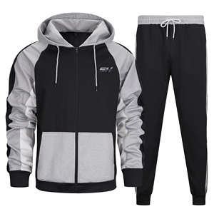 High Quality <b>Men's</b> Cotton <b>Fleece</b> Soft Touch Tracksuit Custom Made Customized Low Price <b>Men</b> Long Sleeve Hooded Zip Up Tracksuit - Product Image 1