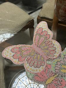 Embroidered Floral Table <b>Runner</b> Bohemian Butterfly Pink Yellow Pattern <b>Washable</b> Home Decor - Product Image 2