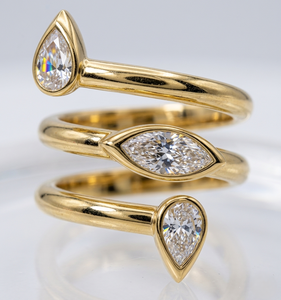 Triple Marquise Spiral 18K Gold Lab Grown Diamond Jewelry <b>CZ</b> <b>Ring</b> Women Bridal Fine Jewelry - Product Image 5