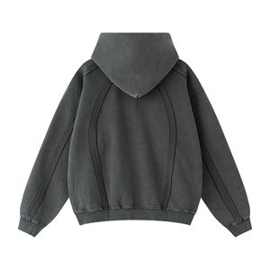 Sweat-shirt à capuche surdimensionné pour homme, couleur unie, coton, molleton français, vêtements décontractés pour l'automne - Product Image 2