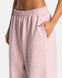 Premium Quality Winter Painted Women's Mid Waist <b>Elastic</b> Sweatpants <b>Lace</b> Cotton Terry Fabric Custom Logo Private Label - Product Image 5