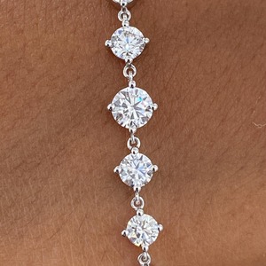 Unique Style VVS Round Lab Grown Diamond <b>Silver</b> Plated 925 Sterling <b>Silver</b> Link <b>Bracelet</b> Fine Fashion Luxury Women's - Product Image 3