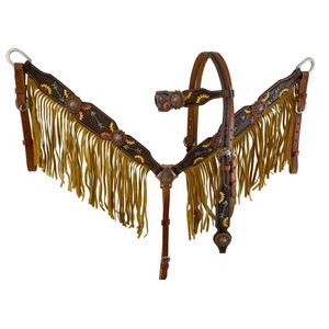 Mejor Quality100 % cuero genuino Western Headstall & Breast Collar Set con pintura a mano proveedor de trabajo al por mayor fabricante - Product Image 2