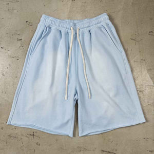 Shorts décontractés en molleton 100 % coton de haute qualité, respirants, séchage rapide, effet délavé soleil vintage, en French Terry, délavage acide, pour homme - Product Image 4