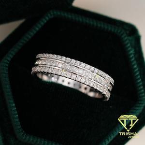 Anillo de eternidad de lujo con diamantes de moissanita, plata de ley 925, corte redondo, joyería de boda para mujer, elegante regalo de joyería fina. - Product Image 2