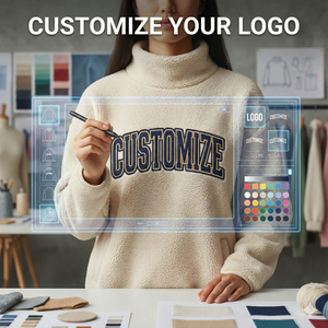 Women's Vintage Winter Soft Cotton Mock Neck Streetwear <b>Jumper</b> Custom Logo Embroidered Fleece Regular Fit <b>Pullover</b> Sweatshirt - Product Image 6