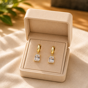Radiant Cut Diamond Hoop <b>Earrings</b> Trendy 18K Vermeil Yellow Gold <b>Wedding</b> Party Birthday Gift Jewelry - Product Image 6